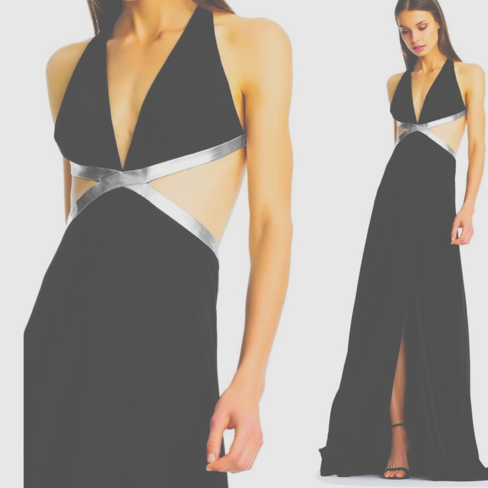 Aidan Mattox Halter Wedge Cutout Evening Gown Women Size 10